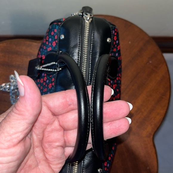 Coach   Mini Bennett Satchel  Small floral design/black leather F59445 Crossbody - Picture 8 of 17